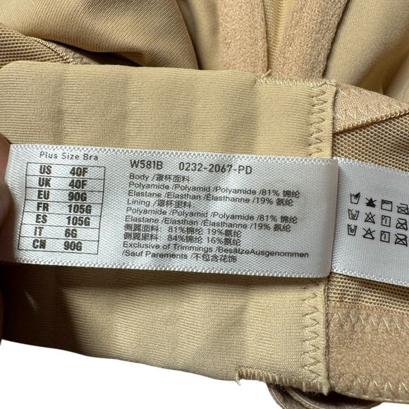 NWT Delimira Nude underwire bra taupe tan plus size women’s 40F - Picture 6 of 8